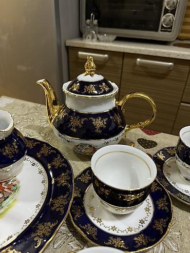 Çay dəstləri və servizlər: Çay dəsti, rəng - Göy, Farfor, 6 nəfərlik — 8