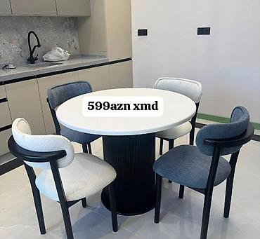 stol stul dəsti: Dəyirmi yemək masası və 4 ədəd stul dəsti - Stil: müasir, minimal — 2
