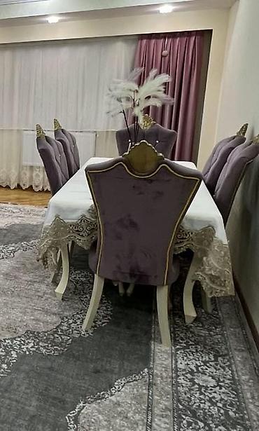 Qonaq otağı üçün, İşlənmiş, Açılan, Dördbucaq masa, 6 stul