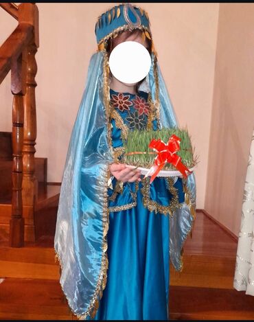 детский костюм деда мороза: Uşaq üçün Novruz tematik milli geyim dəsti - Rəng: mavi tonlarda