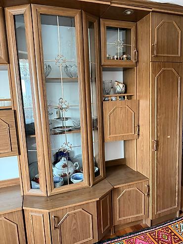 yun dest: Yataq otağı və qonaq otağı üçün mebel dəsti - Dolab/vitrinli divar — 5