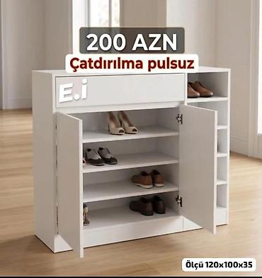 Ağ rəngdə çoxfunksiyalı ayaqqabı dolabı - Qiymət: 200 AZN -