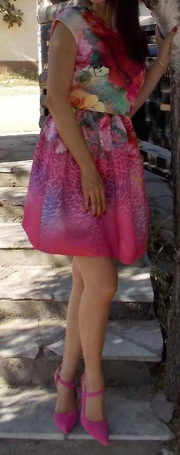 kapi za pilice: Haljina na cvetni print – VOGELI - Model: kratka A-kroja sa — 2