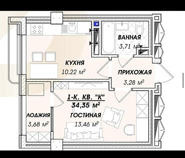 asman resıdens: 1 комната, 35 м², Азия Молл Элитка, 10 этаж, ПСО (под самоотделку) — 2
