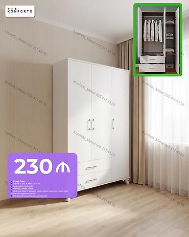dib: 3 qapılı paltar dolabı – ağ rəng Ölçülər: - En: 47 sm - Hündürlük — 1