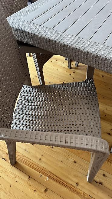 ucuz mebeler: Məhsul: 4 nəfərlik masa–stul dəsti Təsvir: - Rattan fakturalı, bej — 3