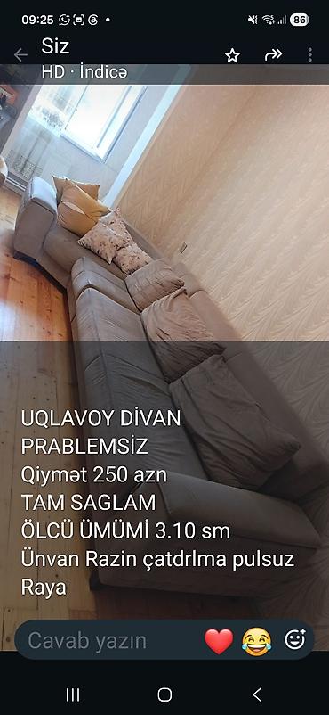 lalafo künc divanlar: Uqlavoy divan - Model: L formalı künc divanı - Rəng: Açıq boz/bej — 1