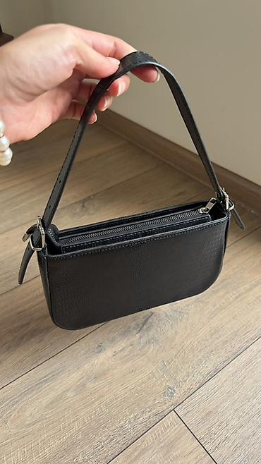 bel çantası kişi: Qara çiyin çantası – mini baguette stili — 2