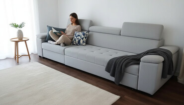 Прямые диваны: Прямой диван с длинными подлокотниками и регулируемыми подголовниками — 1