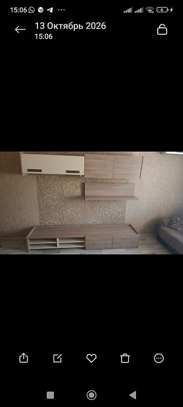 antikvar mebel: Modul divar TV dəsti - Material: laminat/LDSP (açıq palıd və ağ rəng — 1