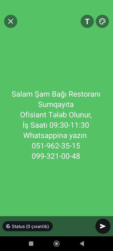 Ofisiantlar: Ofisiant tələb olunur, Restoran, Gündəlik ödəniş, 18-29 yaş, 1-2 illik təcrübə