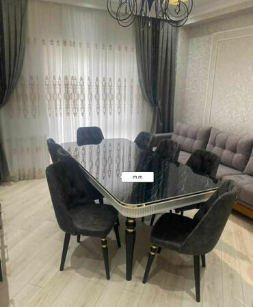 Masa və oturacaq dəstləri: Qonaq otağı üçün, Yeni, Açılmayan, Dördbucaq masa, 6 stul — 28