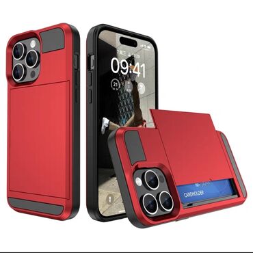 кызыл октябрь: Чехол для айфон 11про красного цвета сзади карманом для хранения