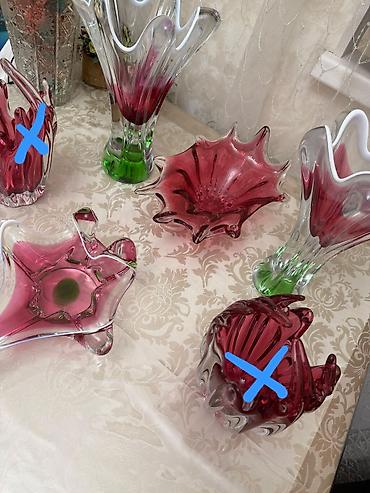 gül buketleri 2019: Qəmzəli rəng keçidli bədii şüşə dekor dəsti - Material: qalın — 3