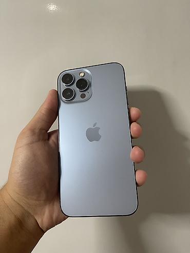 IPhone 13 Pro Max, Б/у, 128 ГБ, Голубой, Защитное стекло, Чехол, Коробка, 100 %