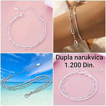 nakit cena: Posrebrene duple narukvice od hirurskog čelika sa žigom S925. - — 1