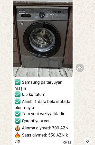 Paltaryuyan maşınlar: Samsung paltaryuyan maşın - Brend/model: Samsung (Digital Inverter) - — 1