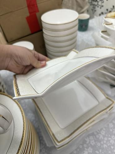 Наборы посуды: Набор фарфоровой посуды с золотым кантом - Материал: тонкий фарфор — 16