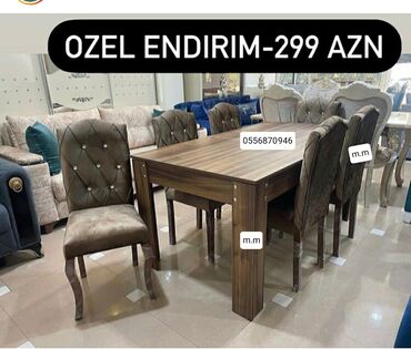 ofis kreslo: Для гостиной, Новый, Нераскладной, Прямоугольный стол, 6 стульев, Азербайджан
