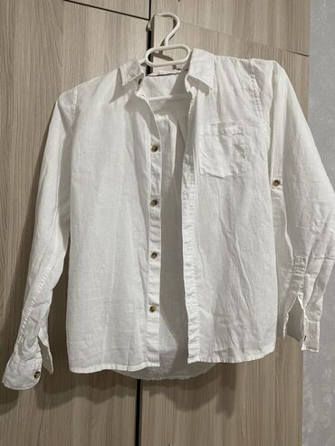 белая женская рубашка: Детский топ, рубашка, цвет - Белый, Б/у