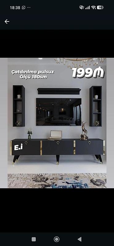 Məhsul: TV stend və divar rəf dəsti - Ölçü: 180 sm (şəkildə