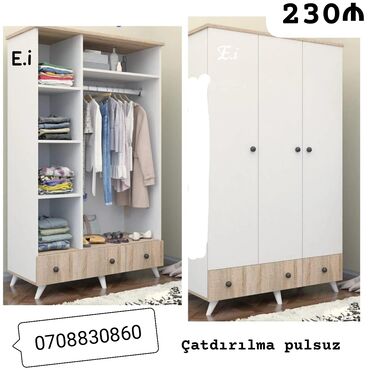 3 reqemi: Yeni, Açılan, 3 qapılı Qarderob, paltar dolabı