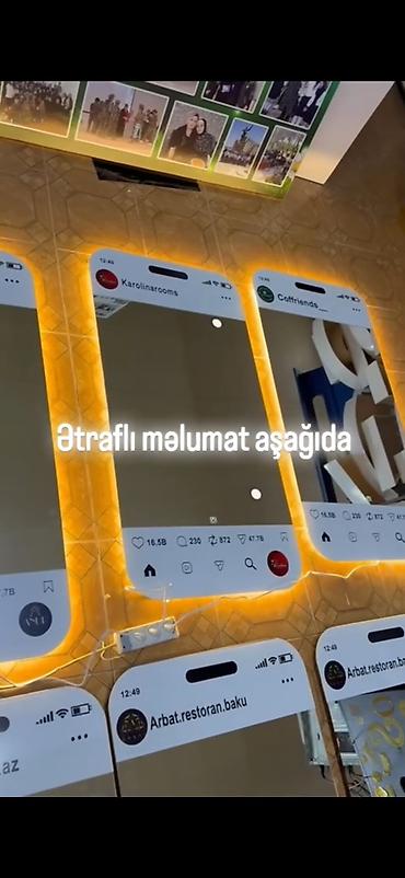 işıqlı güzgü: Güzgü Divar üçün, Düzbucaqlı, Dekorativ, Arxa işıqlı — 2