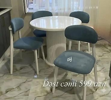 Yemək otağı dəsti - Dəyirmi, parlaq ağ masa – silindrik, relyefli