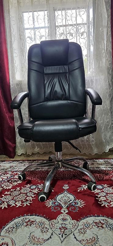 ev mebel: Erqonomik ofis kreslosu – qara rəng - Material: yumşaq eko‑dəri — 1