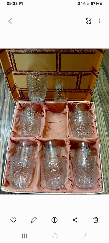 sud separatoru: Qab-qacaq dəsti – şüşə və kristal - 2 ədəd kəsimli şüşə vaza: şəffaf — 4