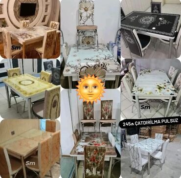 metbex masa ve oturacaqlar: Mətbəx üçün, Yeni, Açılan, Dördbucaq masa, 4 stul