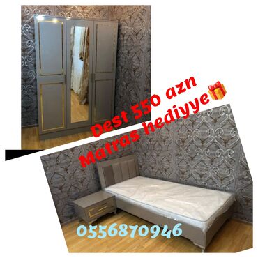 Yataq otağı dəstləri: İkinəfərlik çarpayı, Dolab, Termo, 2 tumba, Azərbaycan, Yeni — 28