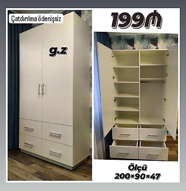 İki qapılı paltar şkafı – ölçü: 200×90×47 sm. Daxili quruluş: sağ