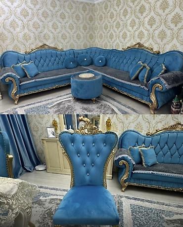 klassik divan: Klassik üslubda, zərif oyma detalları ilə tamamlanmış dəst mebel — 1