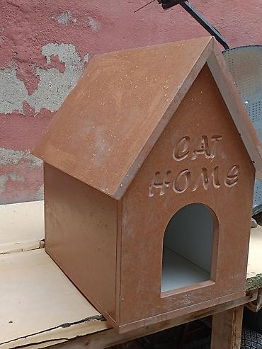 pişik adı: Pişik evi – “CAT HOME” yazılı - Material: sıxılmış ağac/taxta lövhə — 4