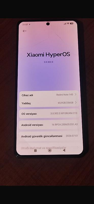 redmi not 14s: Redmi Note 14S, 256 GB, rəng - Qara, Barmaq izi — 5