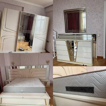 loft мебель: Двуспальная кровать, Б/у