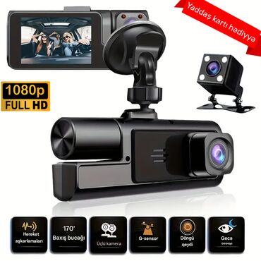 3 kameralı videoregistrator: 3 kameralı FullHD Videoqeydiyyatçı ✨32GB Yaddaş Kartı Hədiyyə✨ 🚘