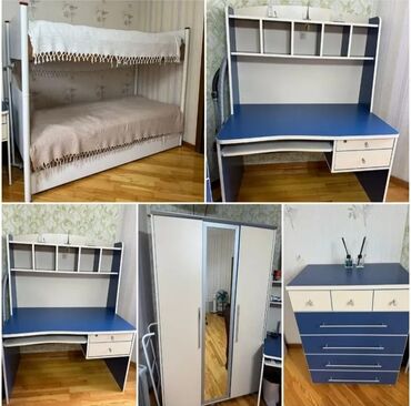 uşaq qrafatı: Oğlan və qız üçün, İşlənmiş, İkinəfərlik çarpayı, Yazı masası, Dolab, 2 tumba