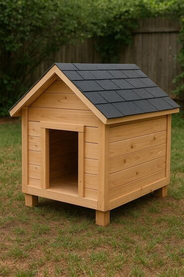 Yuvalar: Taxta it evi - Material: təbii ağac (taxta panellər), möhkəm karkas — 1