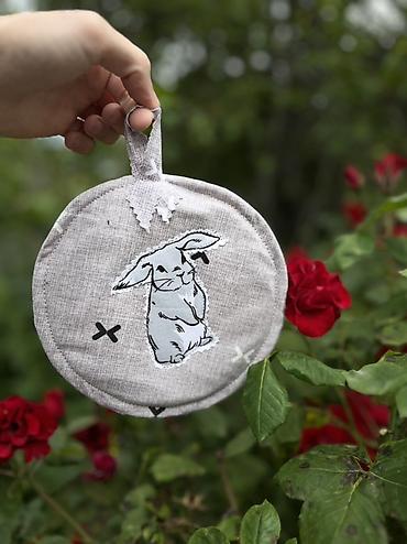 bamboo tekstil: Mətbəx üçün dairəvi tutacaqlar dəsti – parça pot-holder/əlcəklər - — 10