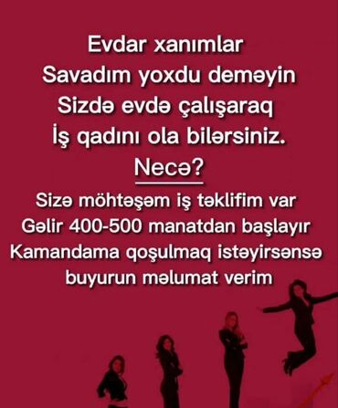 Satış: Evdar xanımlar üçün nəzərdə tutulmuş möhtəşəm onlayn iş təklifi