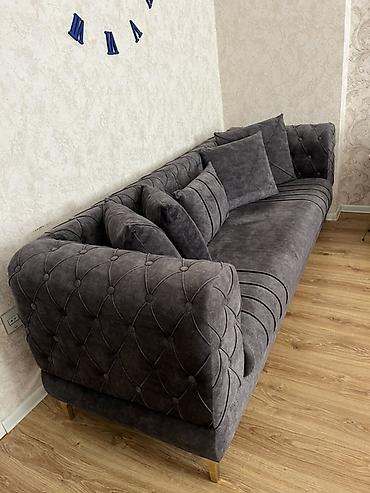 divan balaca: Qaranlıq boz rəngli, müasir dizaynlı divan - Model: 3 nəfərlik, dərin — 2