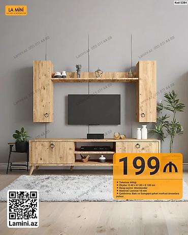 televizor dekoru alcipan: Siyirməsiz, Polkalı, Teksturalı laminat — 1