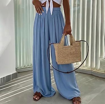 pantalone visoki struk: Ženske široke letnje pantalone – model sa visokim strukom 1450 din S M — 2