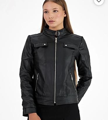 yağış geyimi: Qadınlar üçün qara moto-üslub dəri gödəkçə - Material: süni dəri — 3