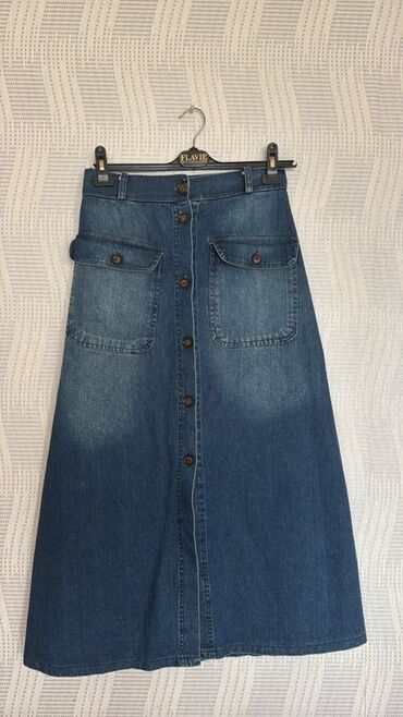 трикотажные юбки для девочек: Qadın geyim dəsti – 3 məhsul 1) Cins ətək - Tünd mavi denim -