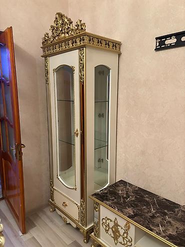 mermer panel: Klassik üslubda dəst mebel - Yemək masası və 6 nəfərlik stul: qəhvəyi — 5