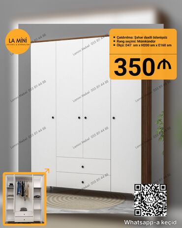Çarpayılar: Yeni, Açılan, 4 qapılı Düz dolab, Qarderob, paltar dolabı, Azərbaycan