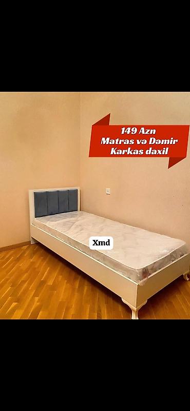 dəmir setka: Tək nəfərlik çarpayı dəsti - Komlekt: çarpayı, matras və dəmir karkas — 1